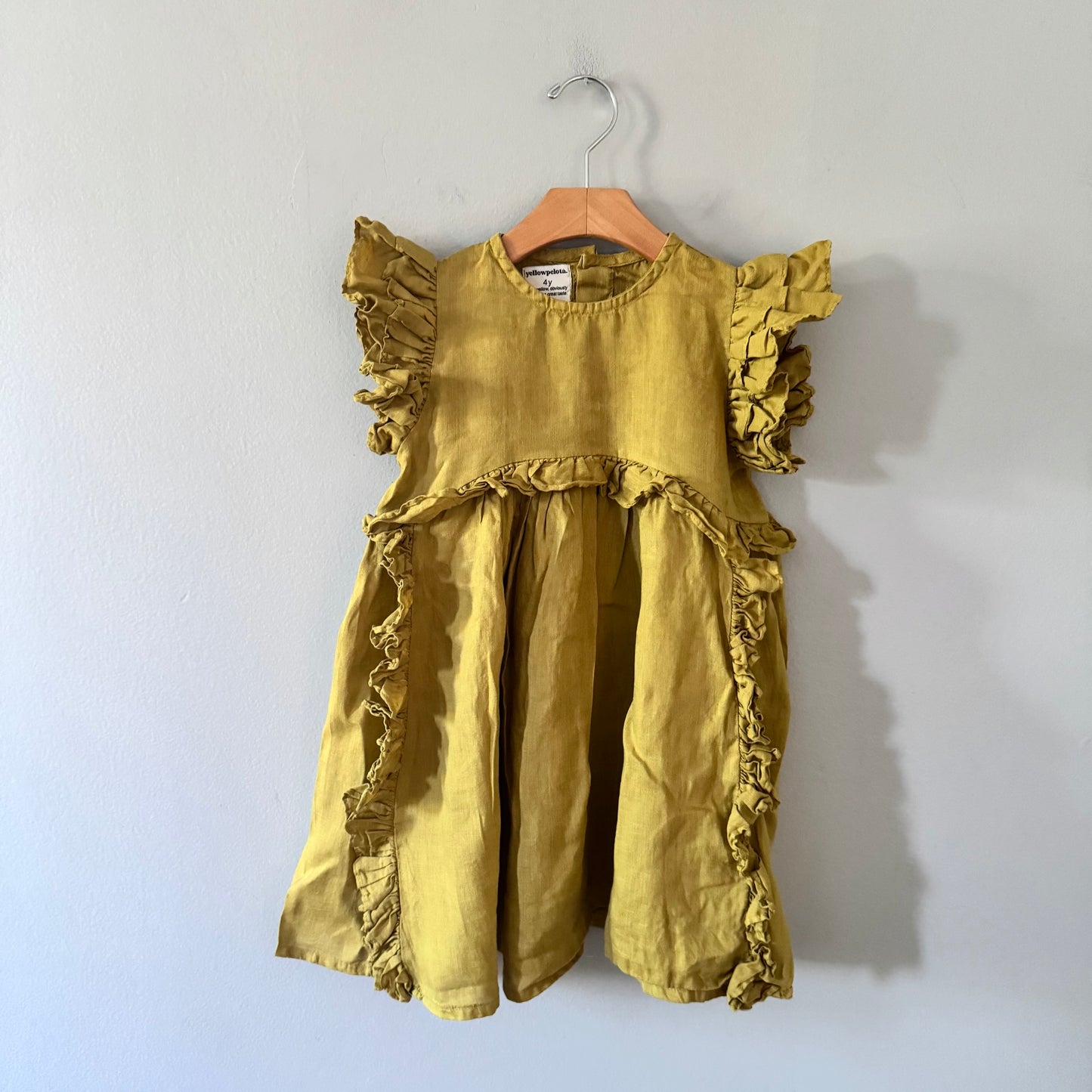 Yellowpelota / Mustard linen dress / 4Y