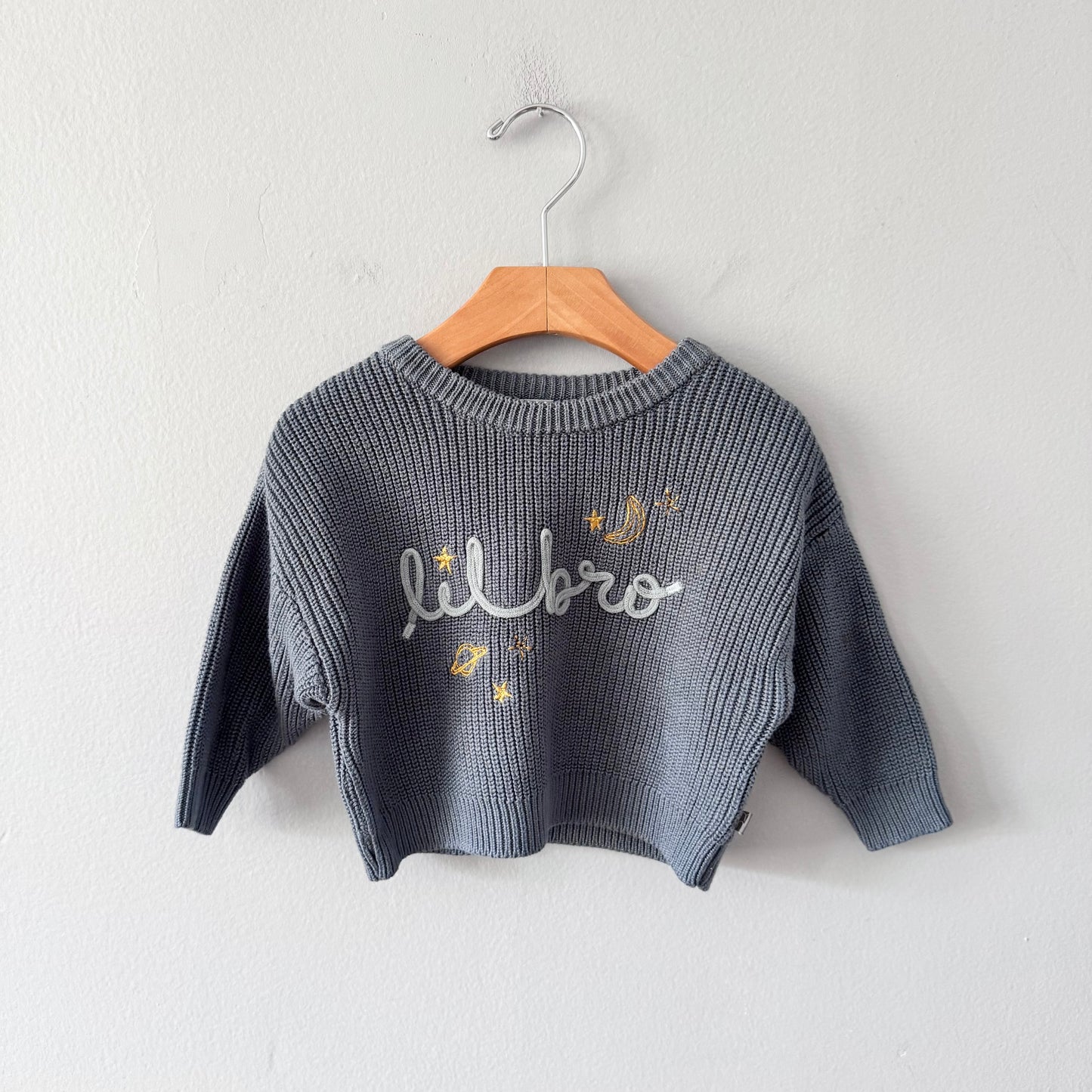 Modern Moments / Blue ribbed knit pullover / 12M