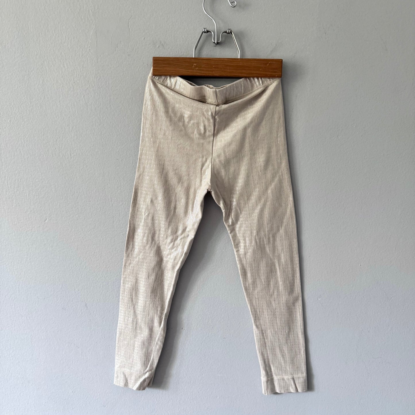 Miles the label / Beige x silver leggings / 6Y