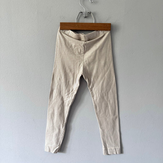 Miles the label / Beige x silver leggings / 6Y