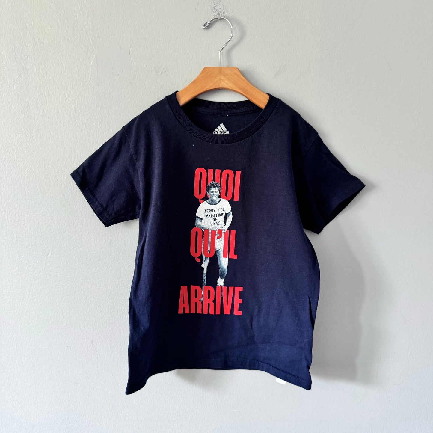 Adidas / Terry Fox navy T-shirt(French) / XS(8Y)