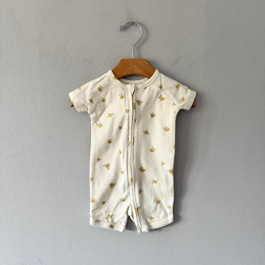Pehr / White x bees short sleeve romper / 0-3M