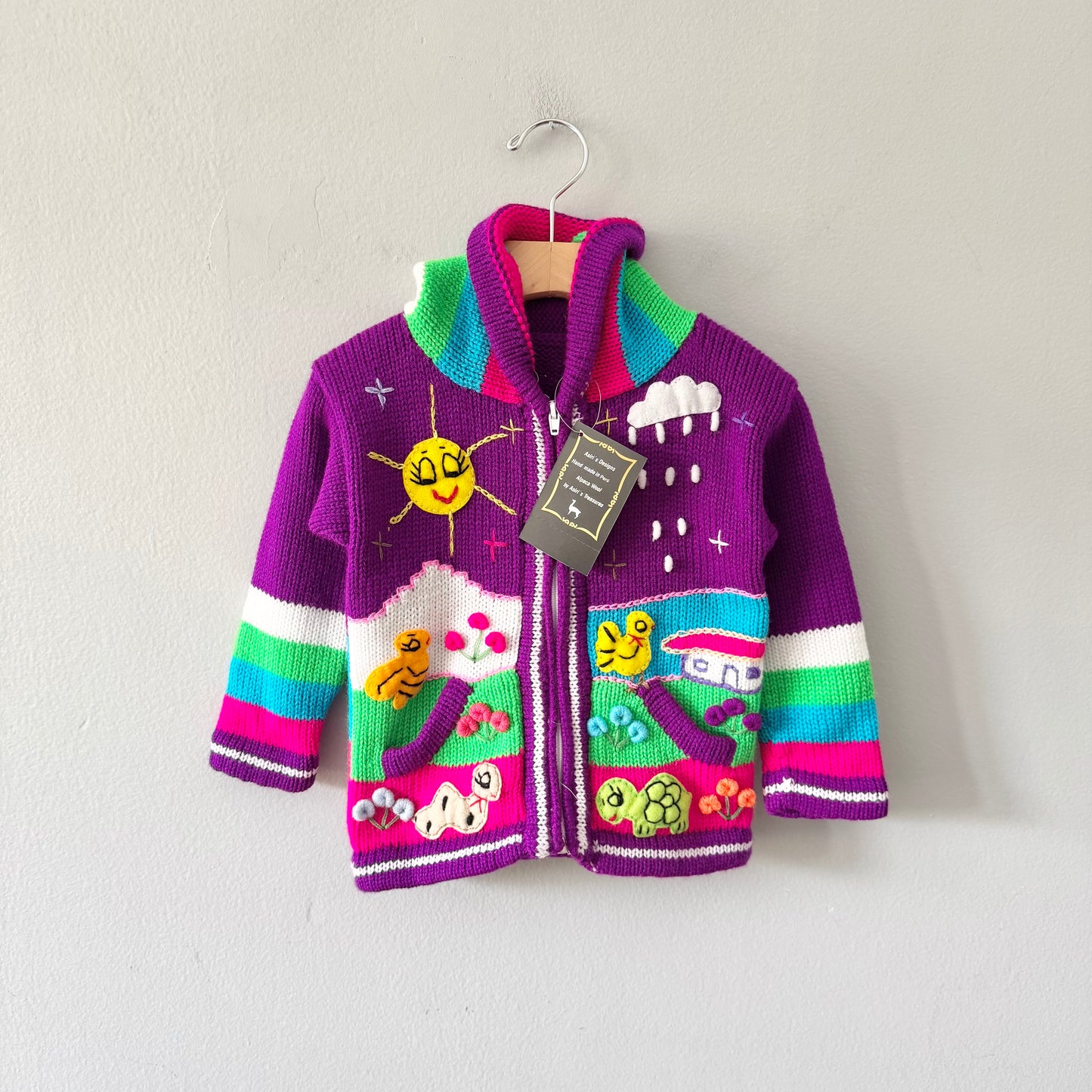 No brand / Purple Peruvian knit jacket / 4T - New with tag