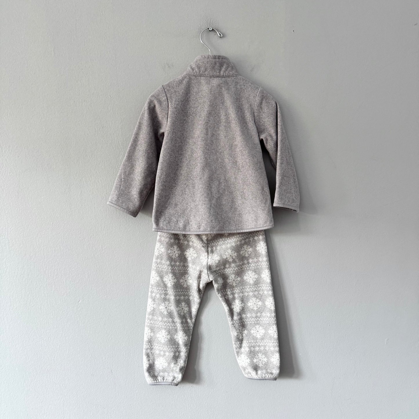 H&M / Ensemble veste polaire et pantalon gris clair / 12-18M