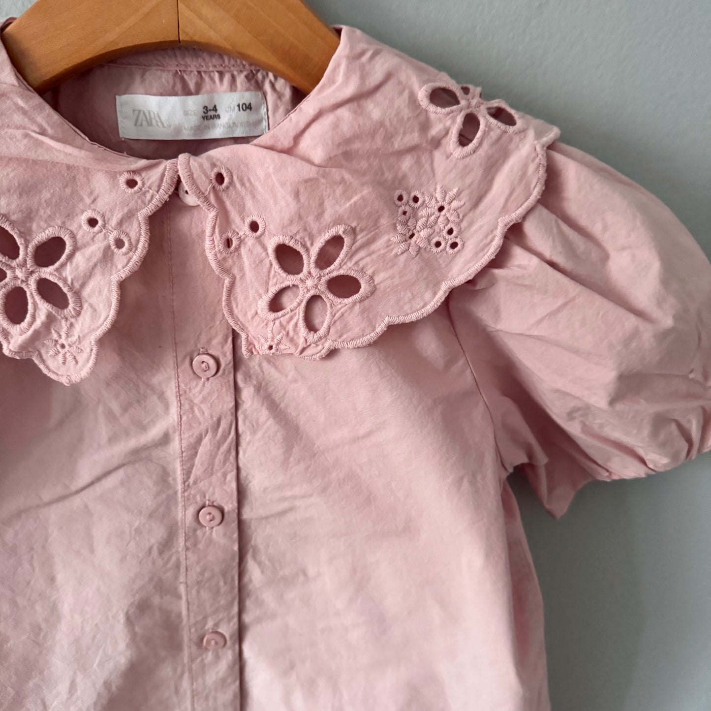 Zara / Pink blouse with collar / 3-4Y