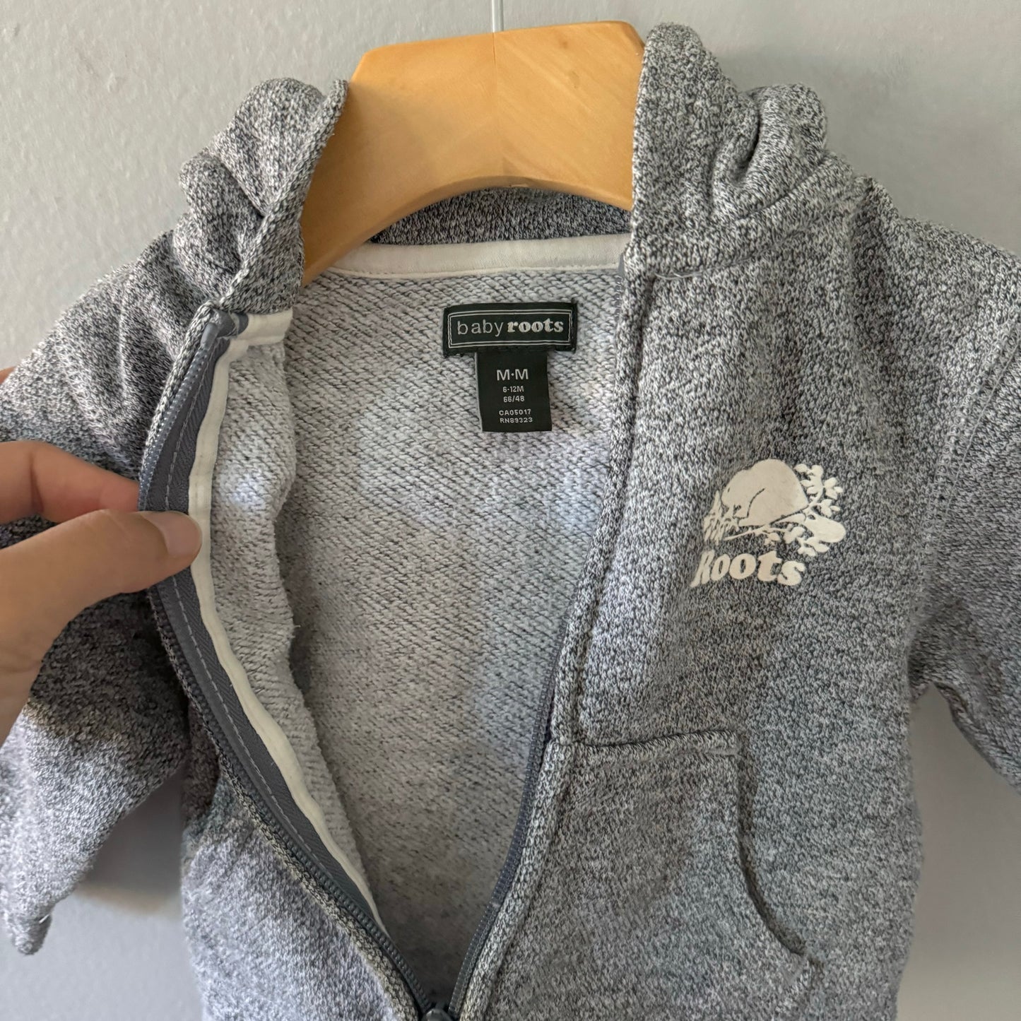 Roots / Salt n pepper knit zip up hoodie / 6-12M