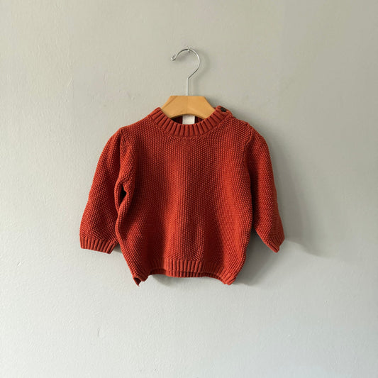 H&M / Red brown cotton knit pullover / 9-12M