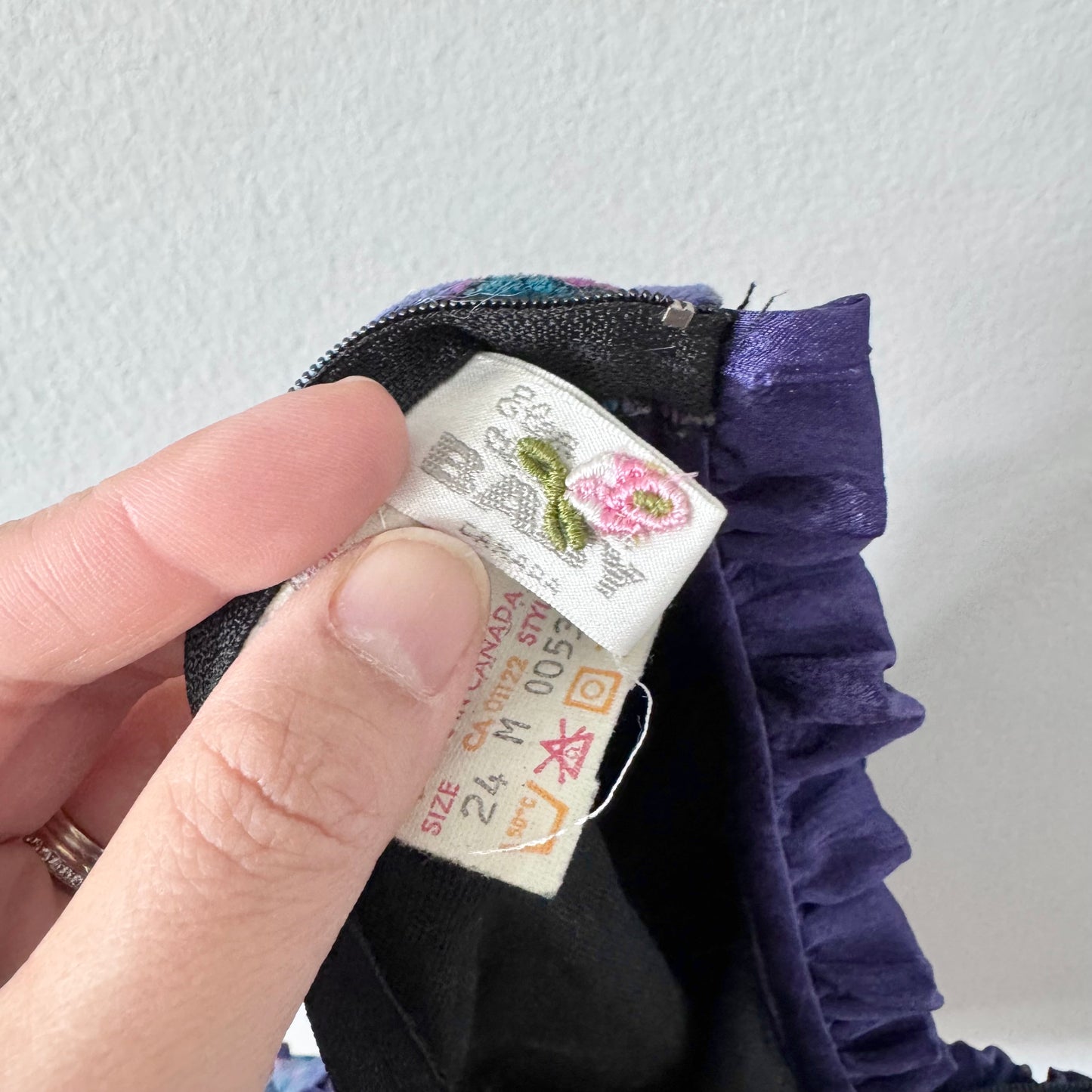 Vintage / Black, purple velour dress / 24M