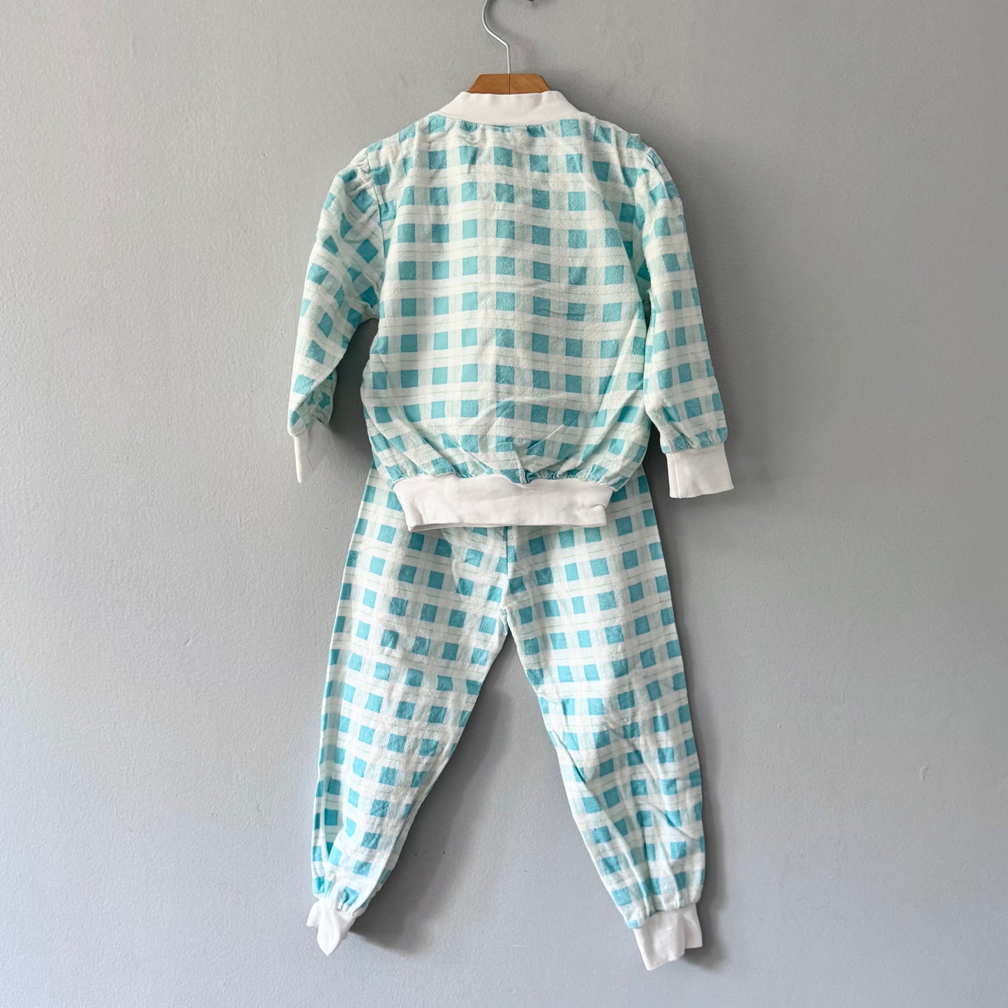 Nat Kids / White blue flannel set / 4Y