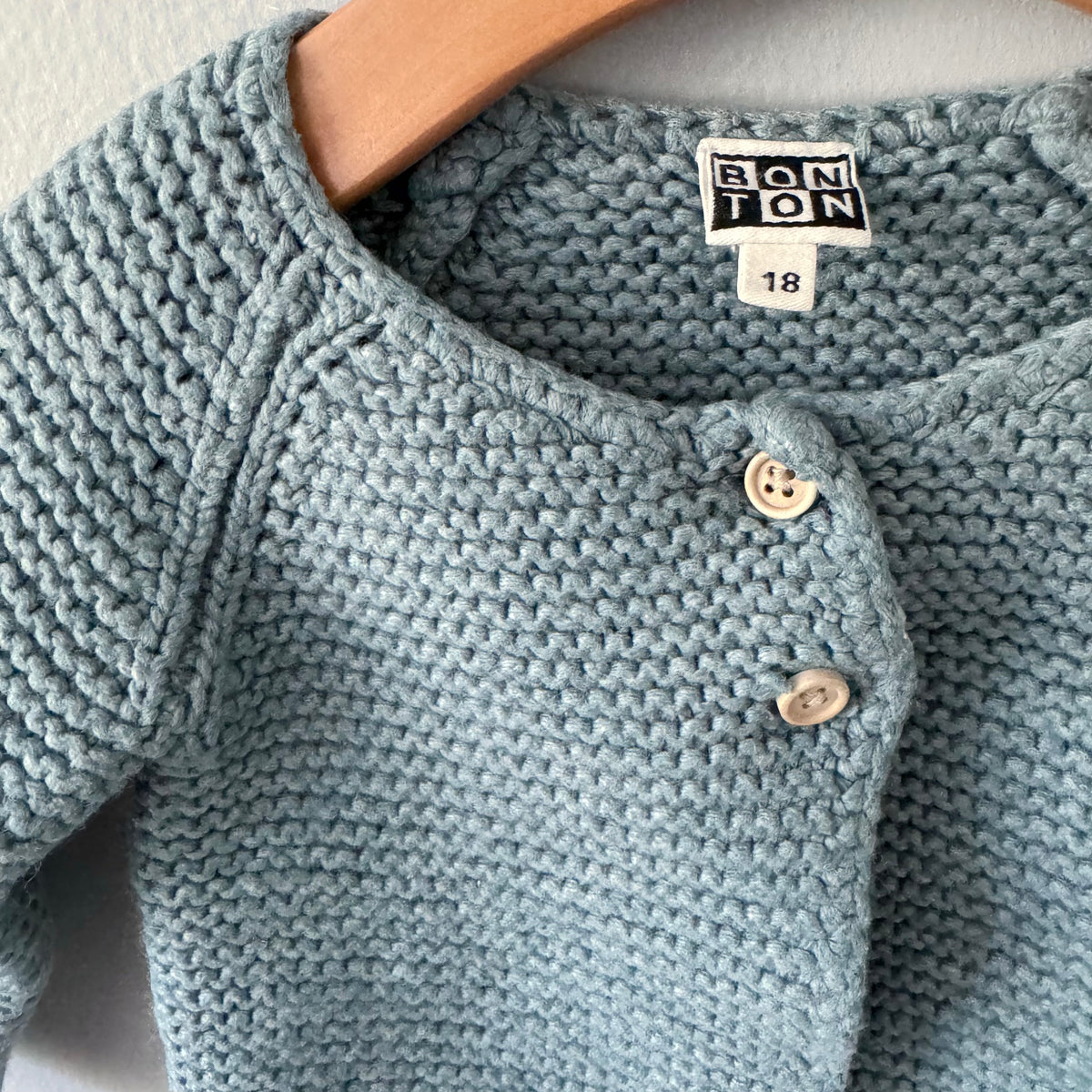 Bonton / Smokey blue knit cardigan / 18M