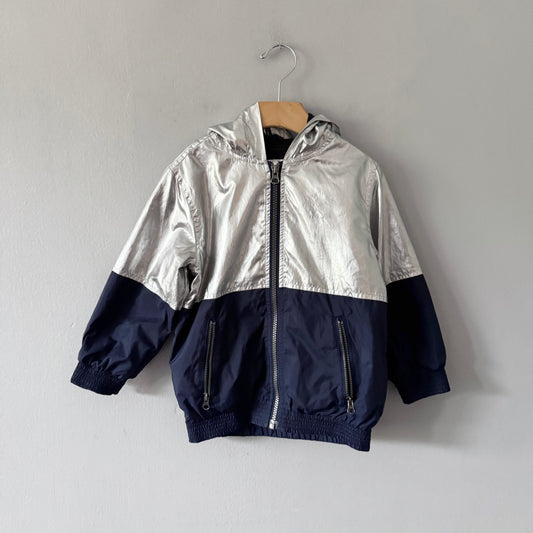 Hatley / Silver x navy nylon jacket / 4Y