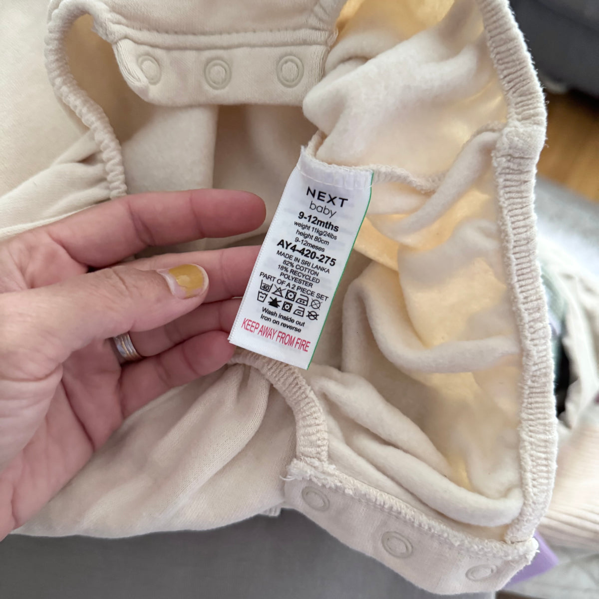 Next / Ivory crew onesie / 9-12M