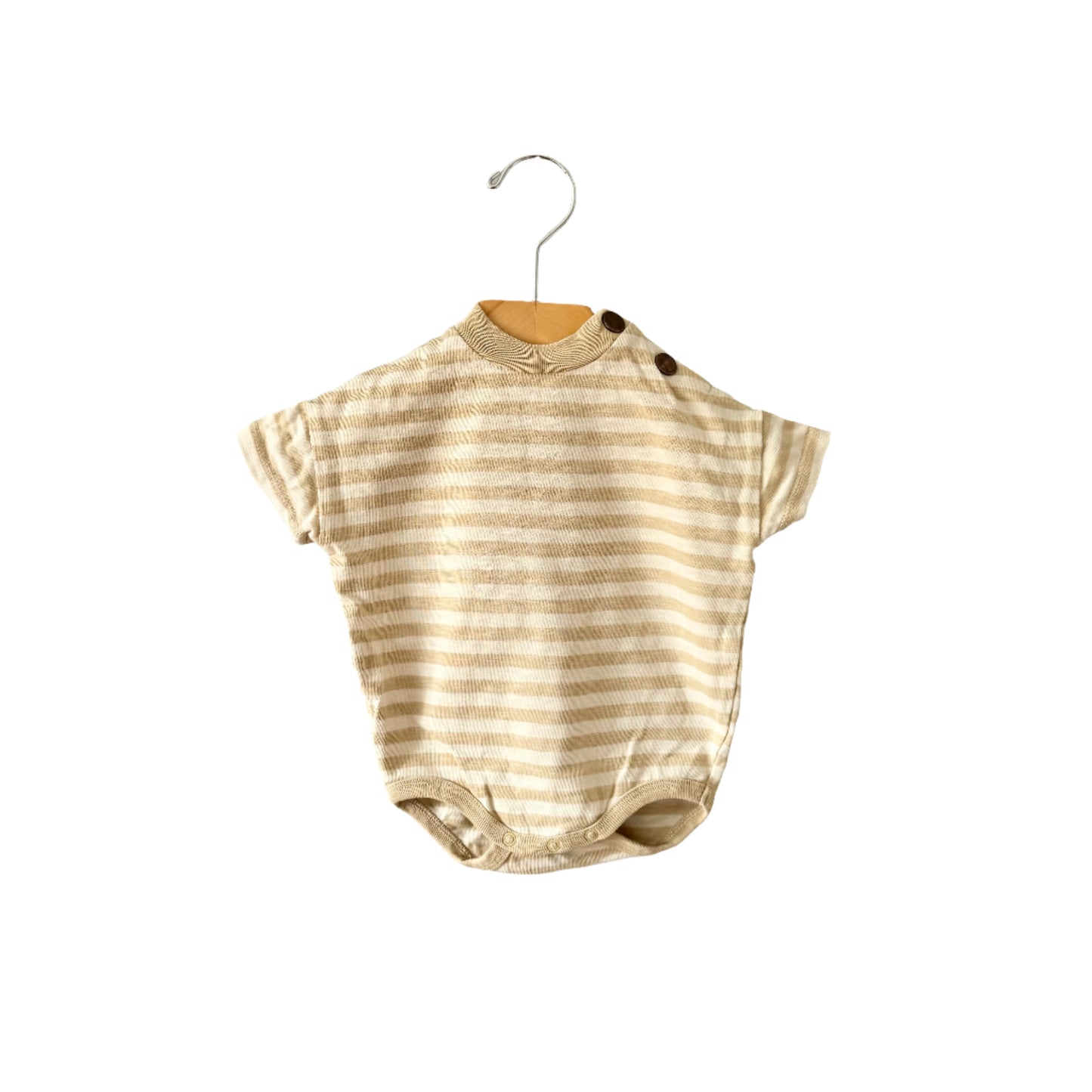 Kidwild / Beige stripe onesie / 0-3M