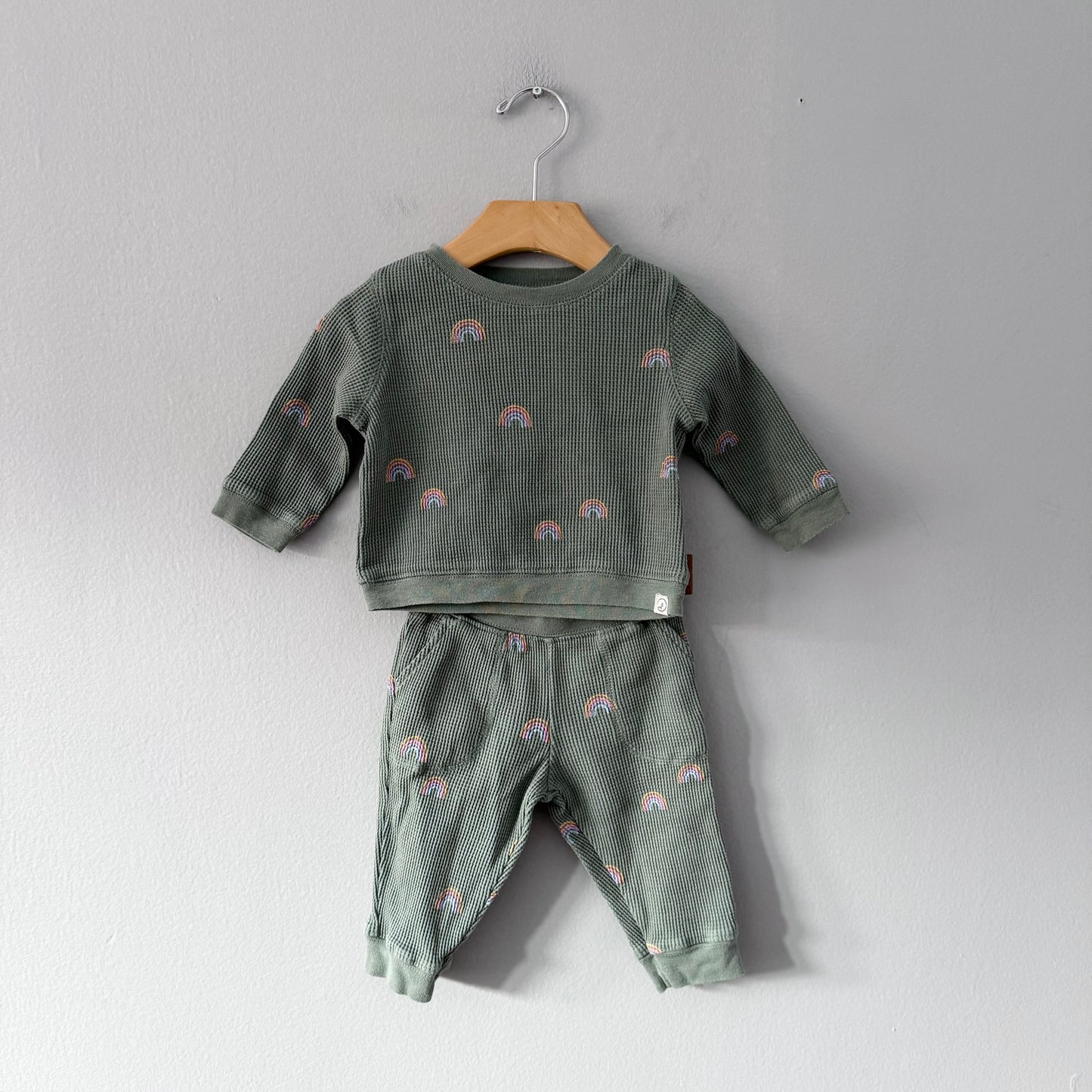 Little Planet / Green x rainbow waffle set / 6M