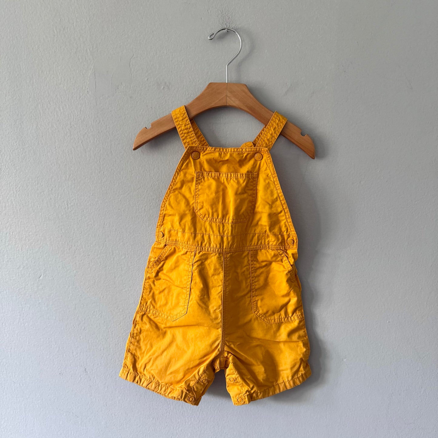 Petit bateau / Yellow orange overall shorts / 24M