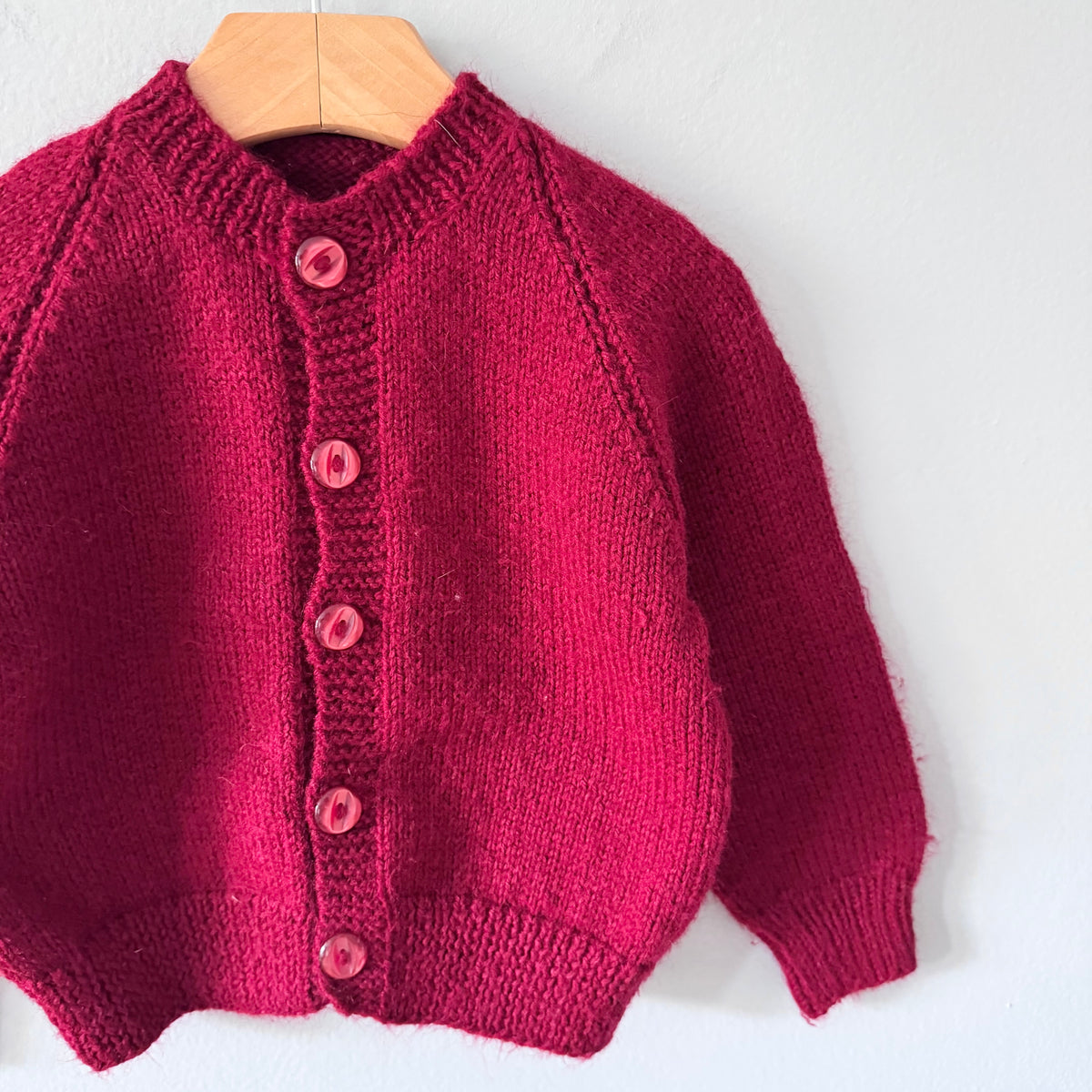 Handmade / Burgundy knit cardigan / 18-24M