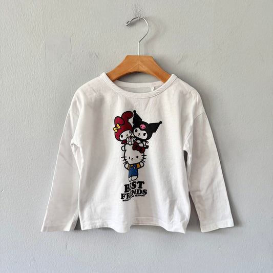 Sanrio / White long sleeve - Kitty and friends / 4Y