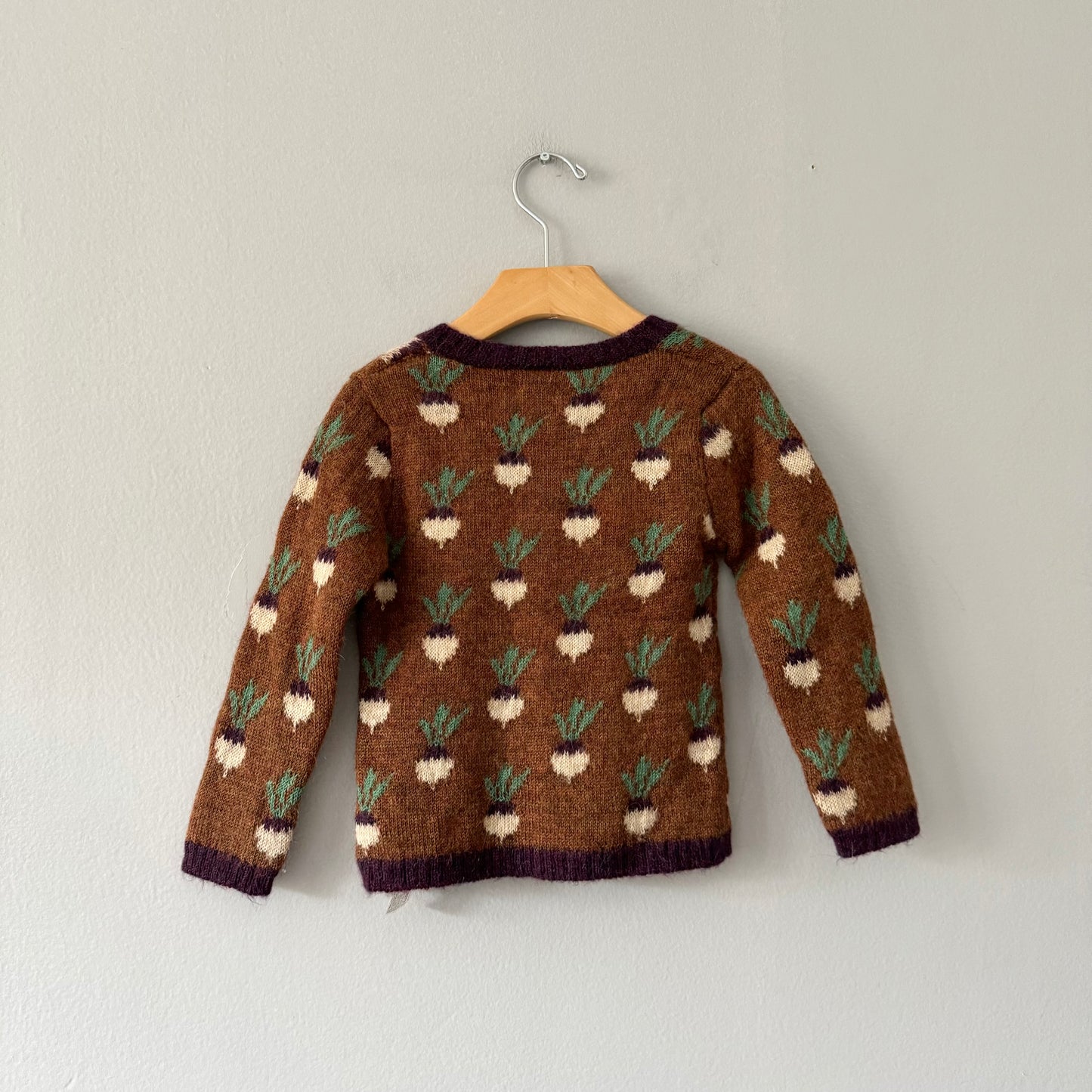 Oeuf / Turnip alpaca 100% cardigan / 4-5Y