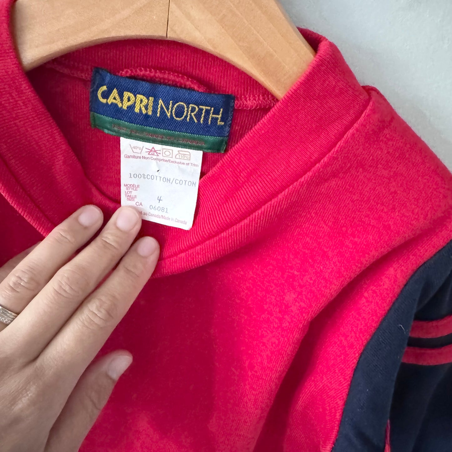 Vintage / Red x navy long sleeve / 4Y