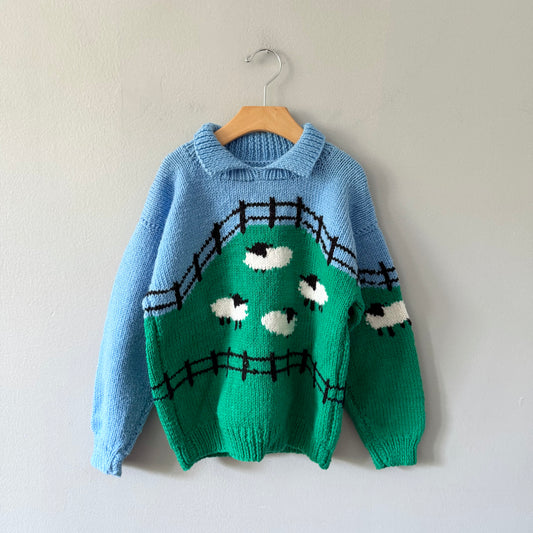 Handmade / Sheep knit pullover / 7Y