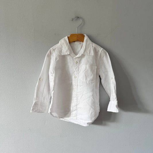 Gap / White cotton x linen shirt / 3Y