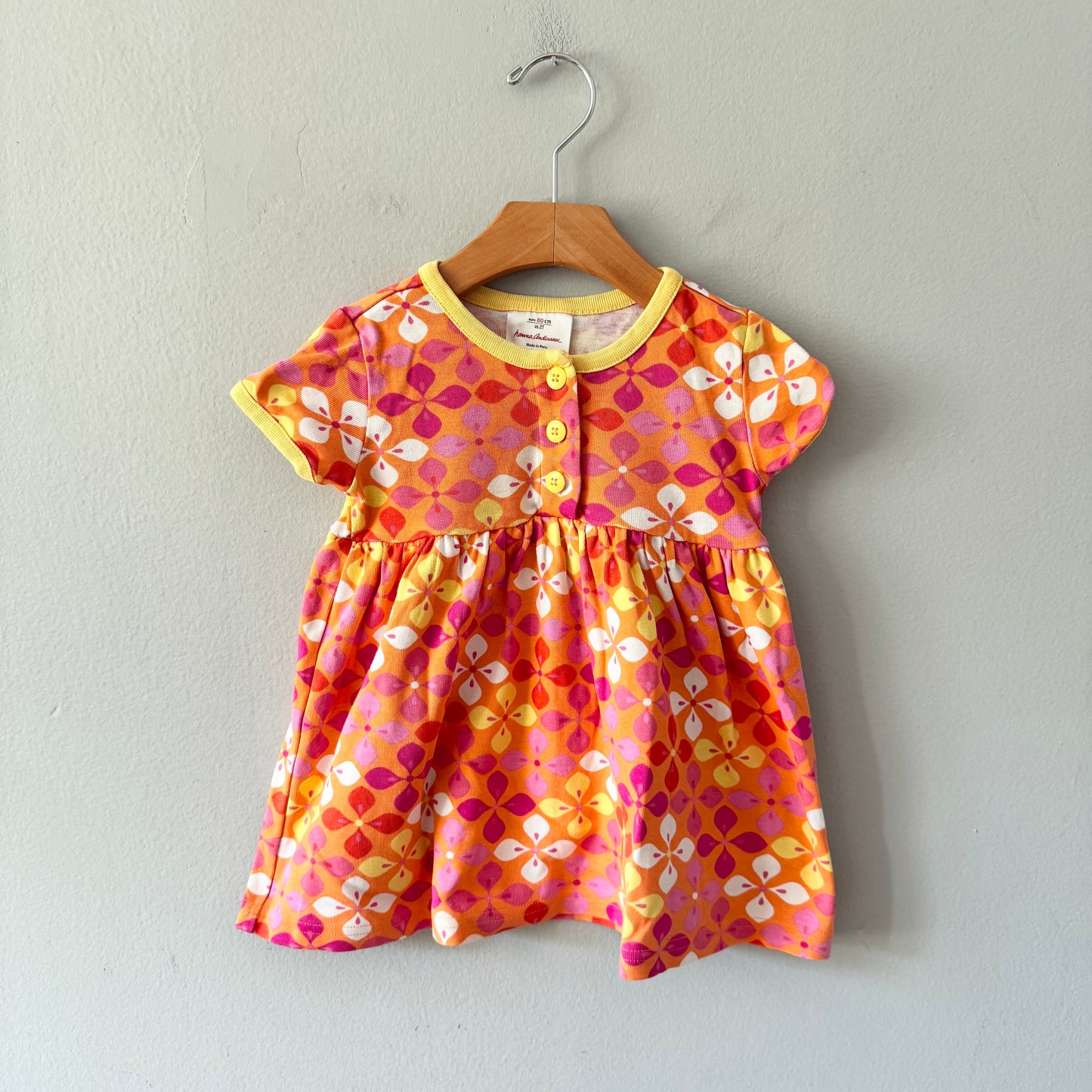 Hanna Andersson / Orange x floral dress / 80(12-18M)
