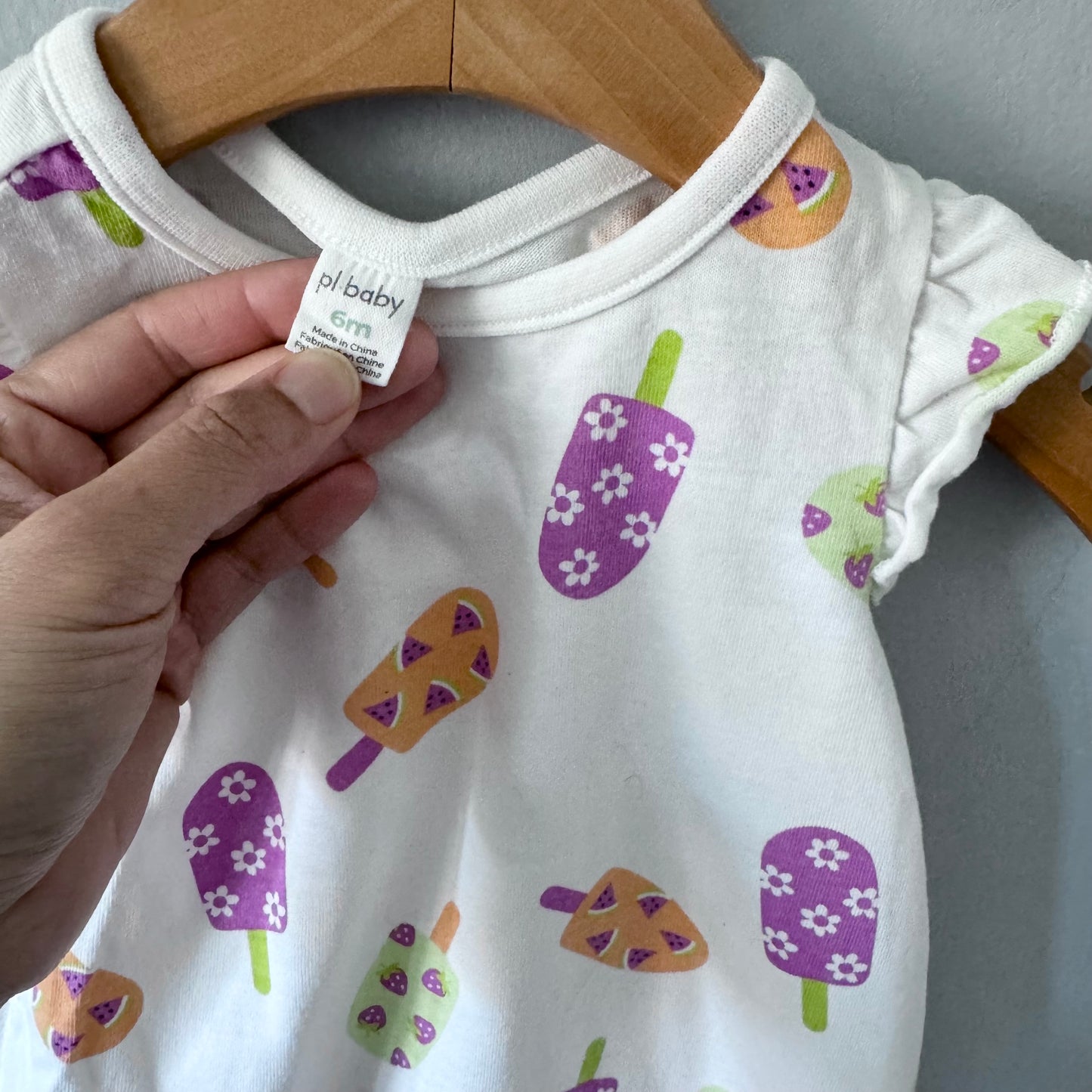 PL bébé / Combinaison débardeur blanc x bâton de crème glacée / 6M
