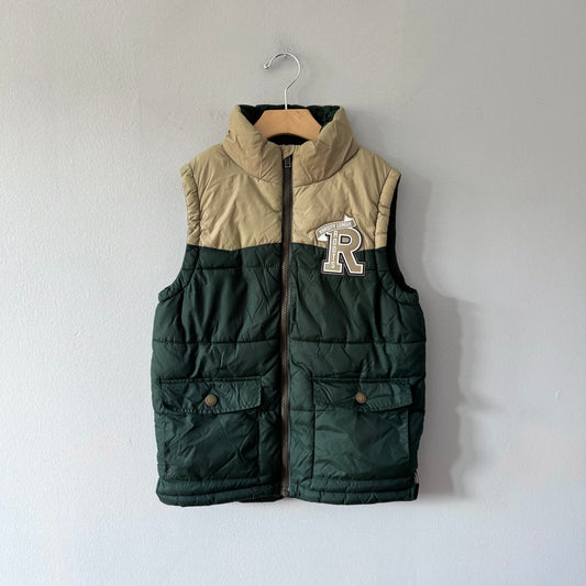 Roots / Khaki x beige puffer vest / 7-8Y