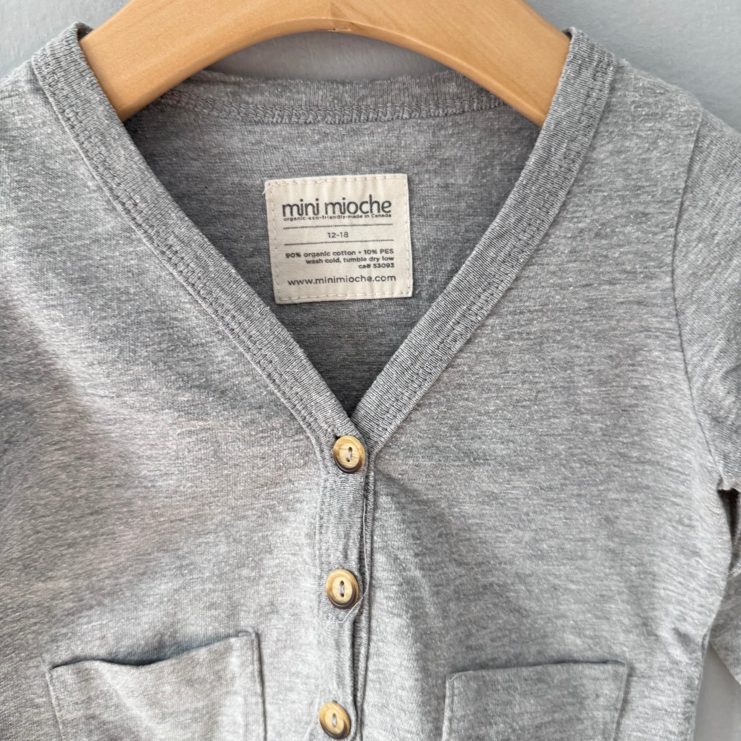 Mini mioche / Light grey cotton cardigan / 12-18M