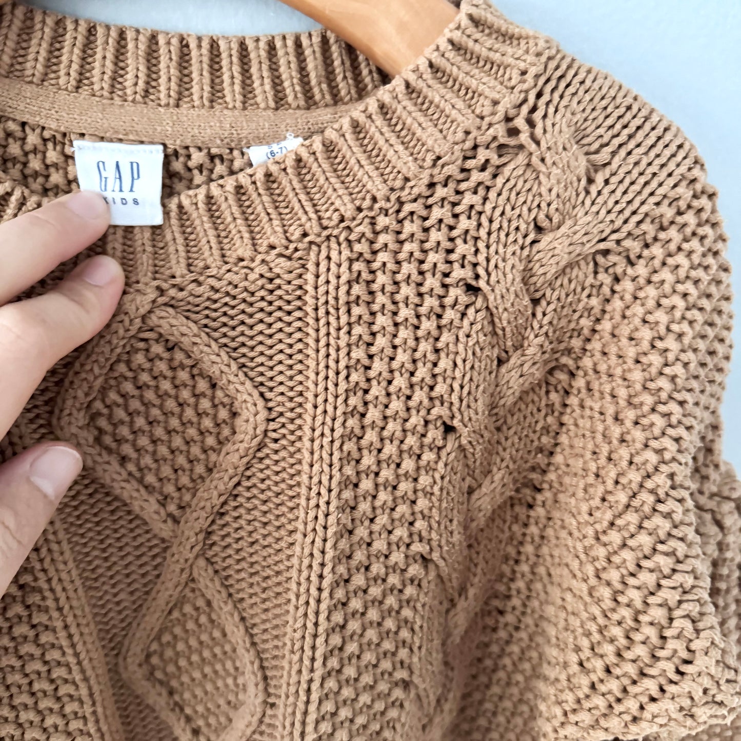 Gap / Brown cotton cable knit pullover / 6-7Y