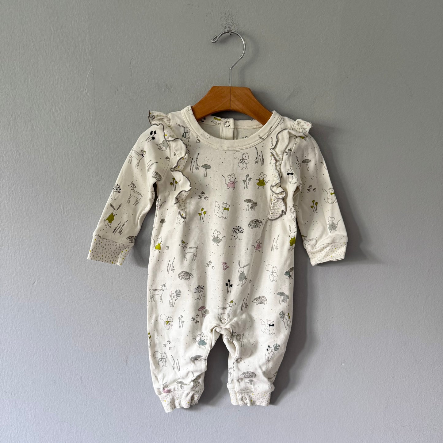 Pehr / White x animal romper / 6-12M