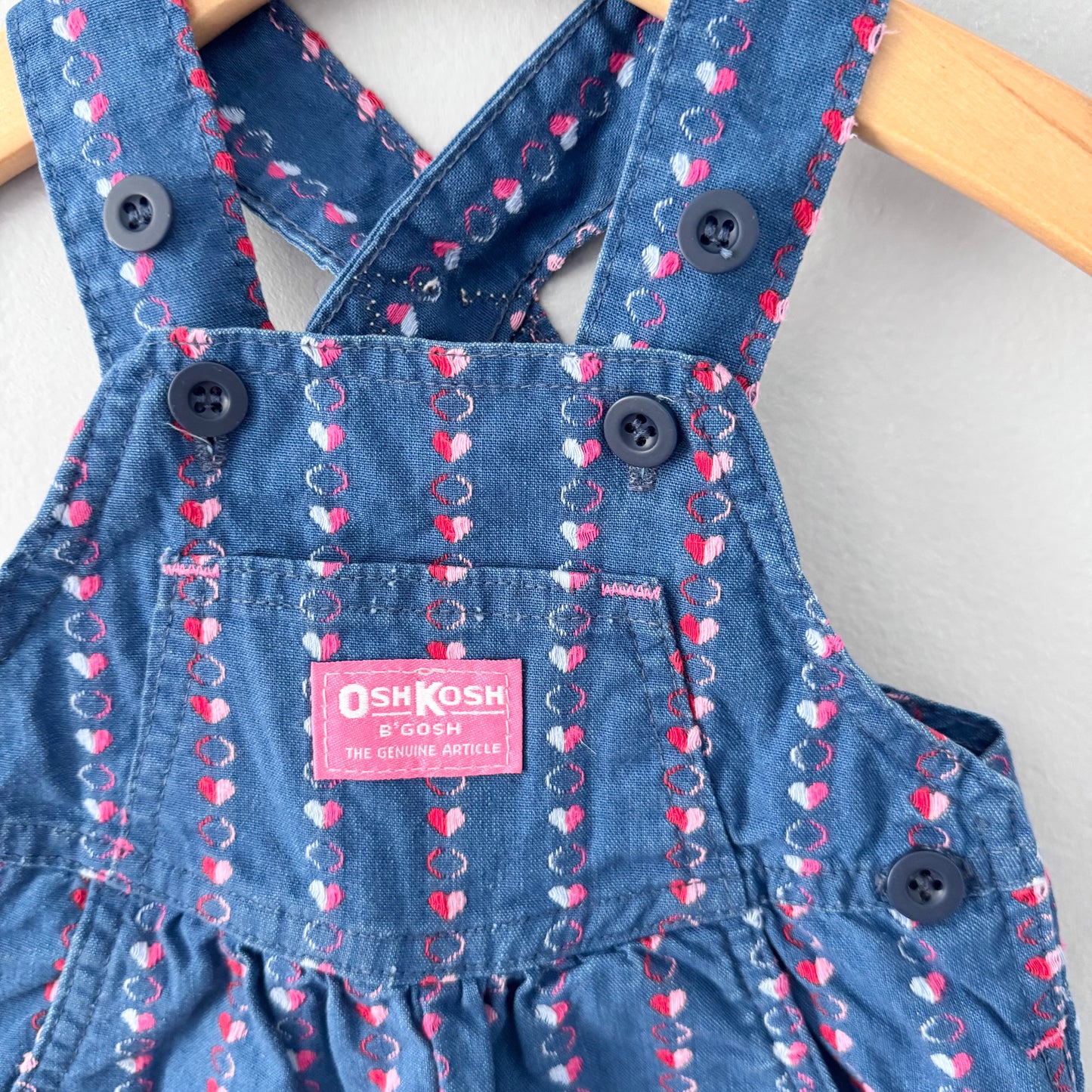 Vintage Oshkosh / Woven heart overalls / 12M