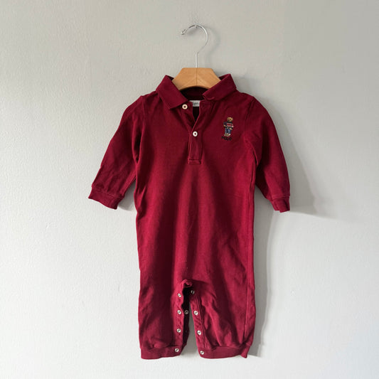 Polo Ralph Lauren / Red polo bear polo shirt romper / 9M