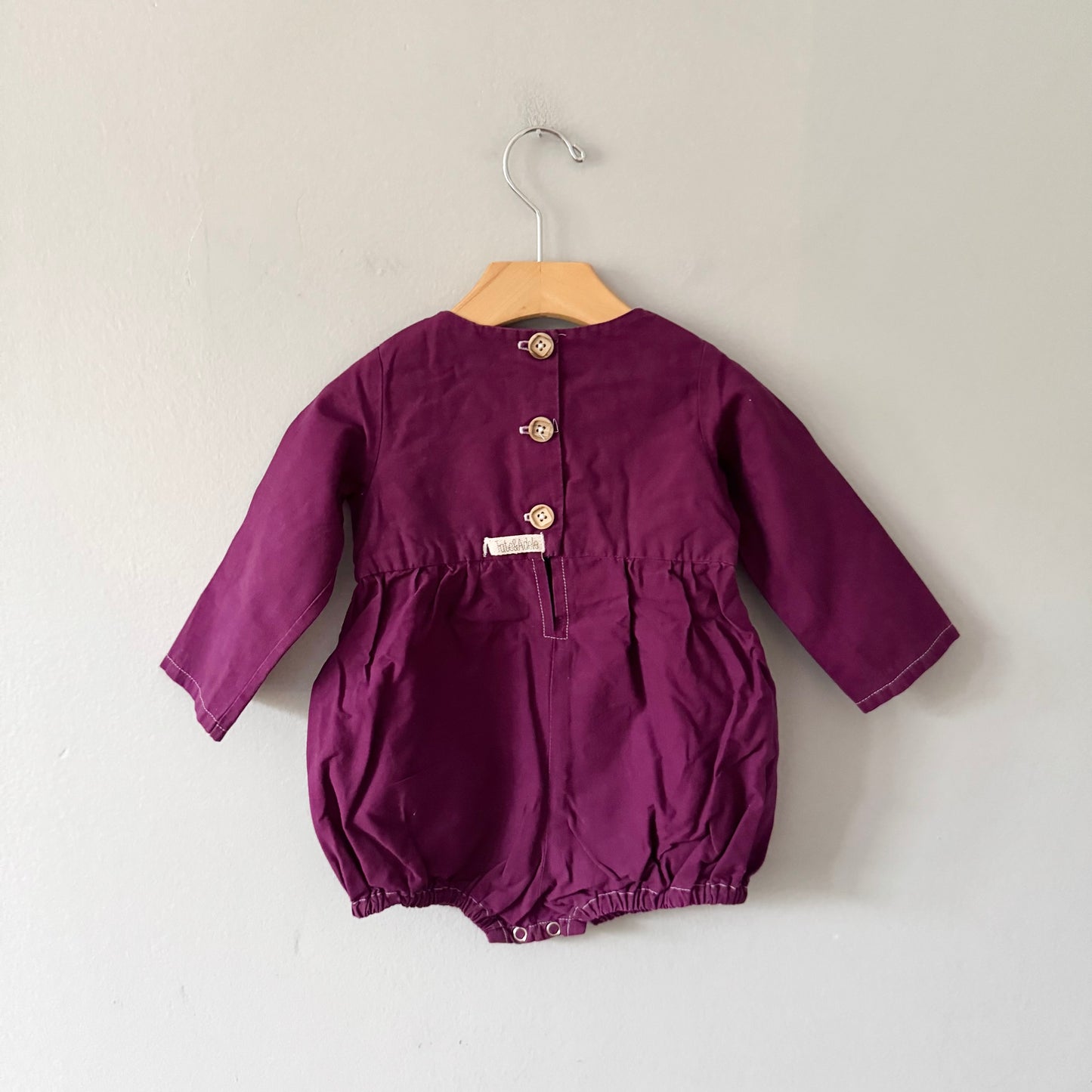 Tate & Adele / Purple bubble romper / 12-18M