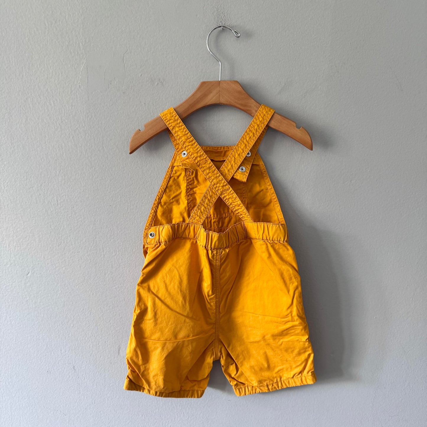 Petit bateau / Yellow orange overall shorts / 24M