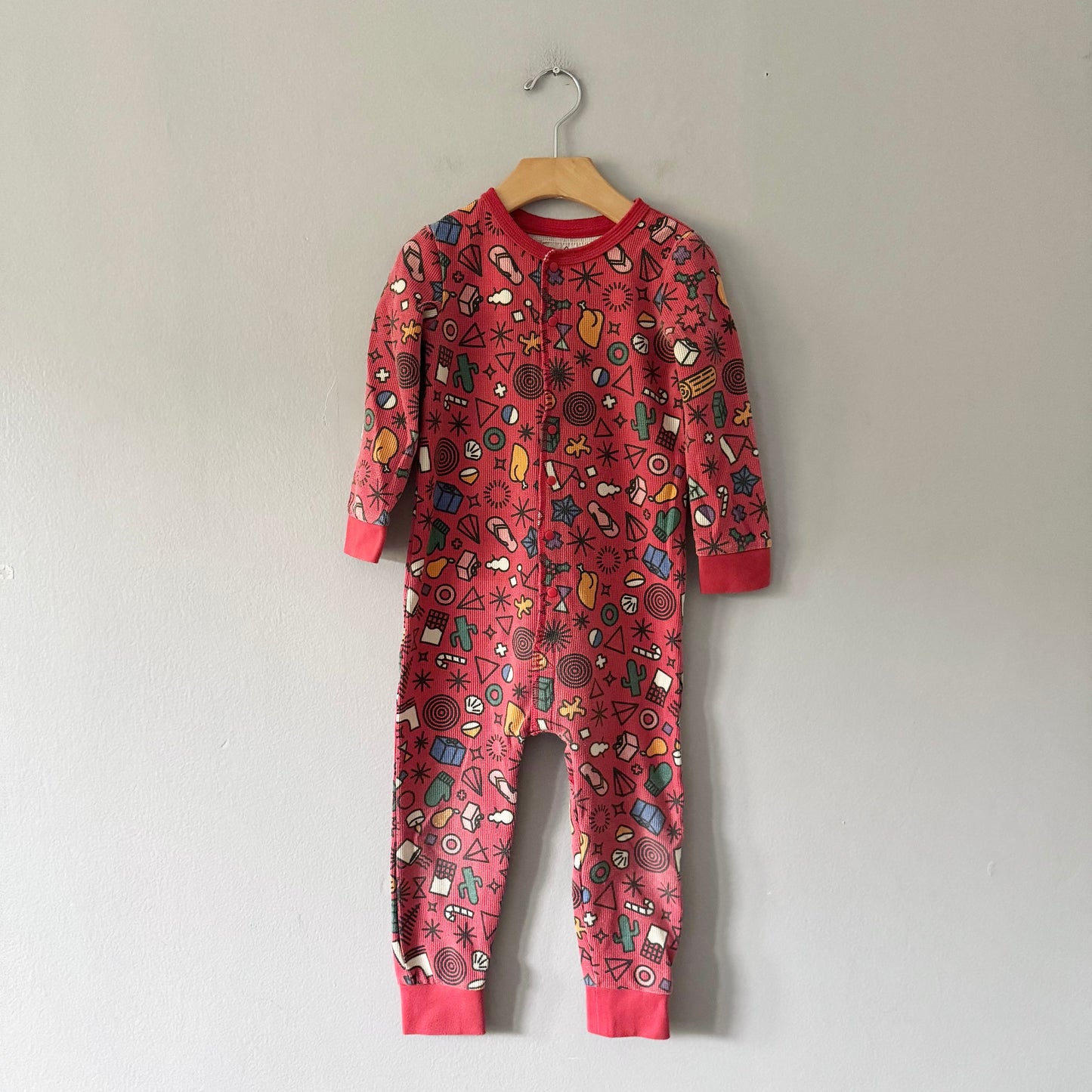 Arborist / Red waffle romper / 2-3Y