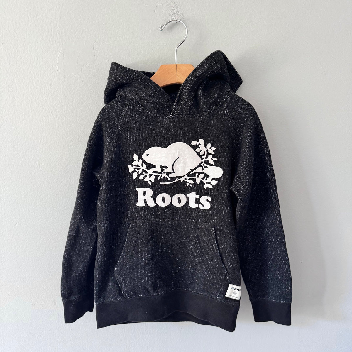 Roots / Black salt and pepper hoodie / 5-6Y