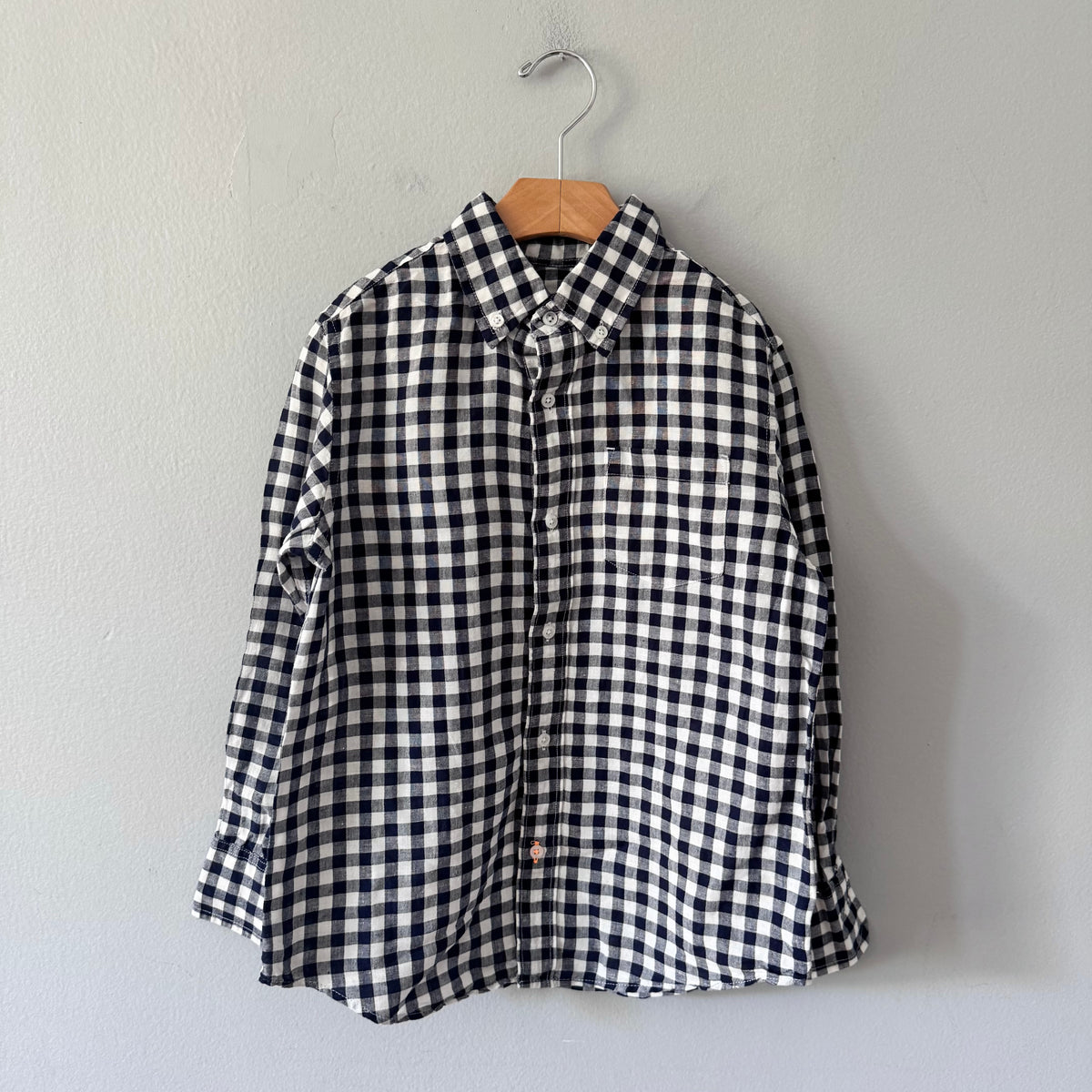 Crewcuts / Navy white linen blend shirt / 8Y