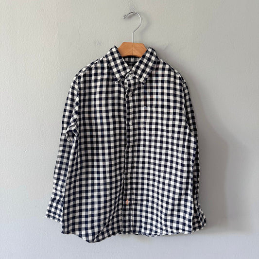 Crewcuts / Navy white linen blend shirt / 8Y