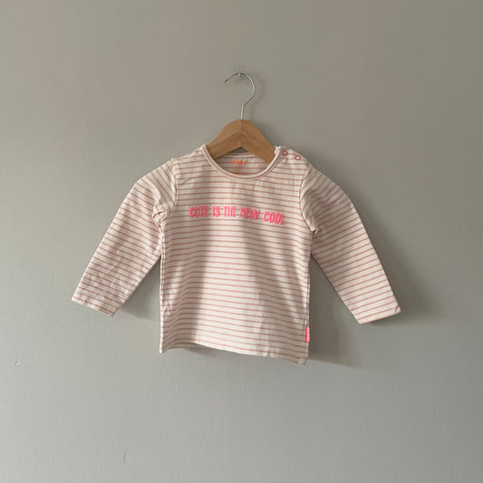 Hema / White x pink striped long sleeve / 68cm(3-6M)