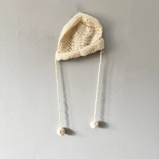 Handmade  / Knit hat with pompom / 3-6M
