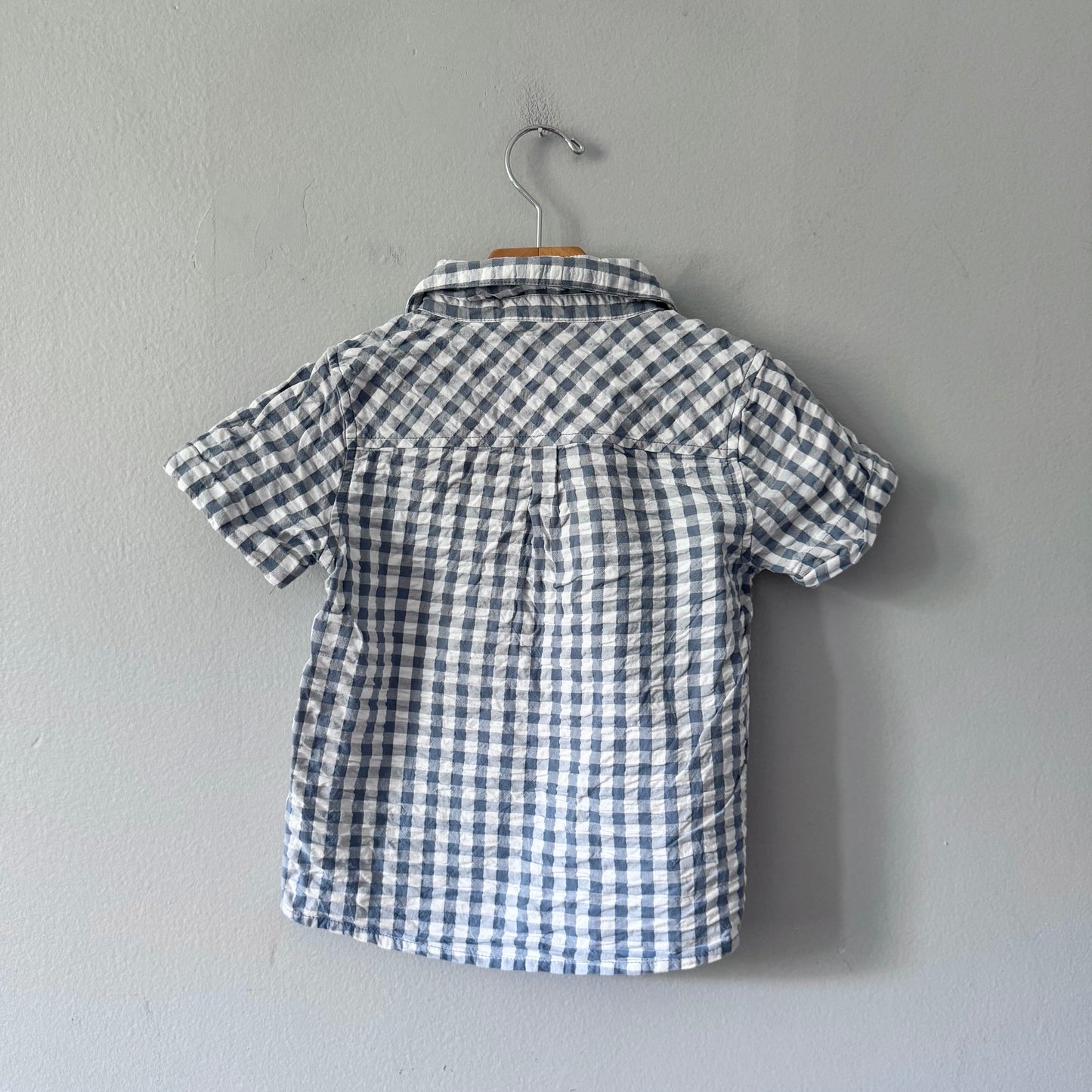 Rise Little Earthlings / Blue gingham shirt / 4-5Y