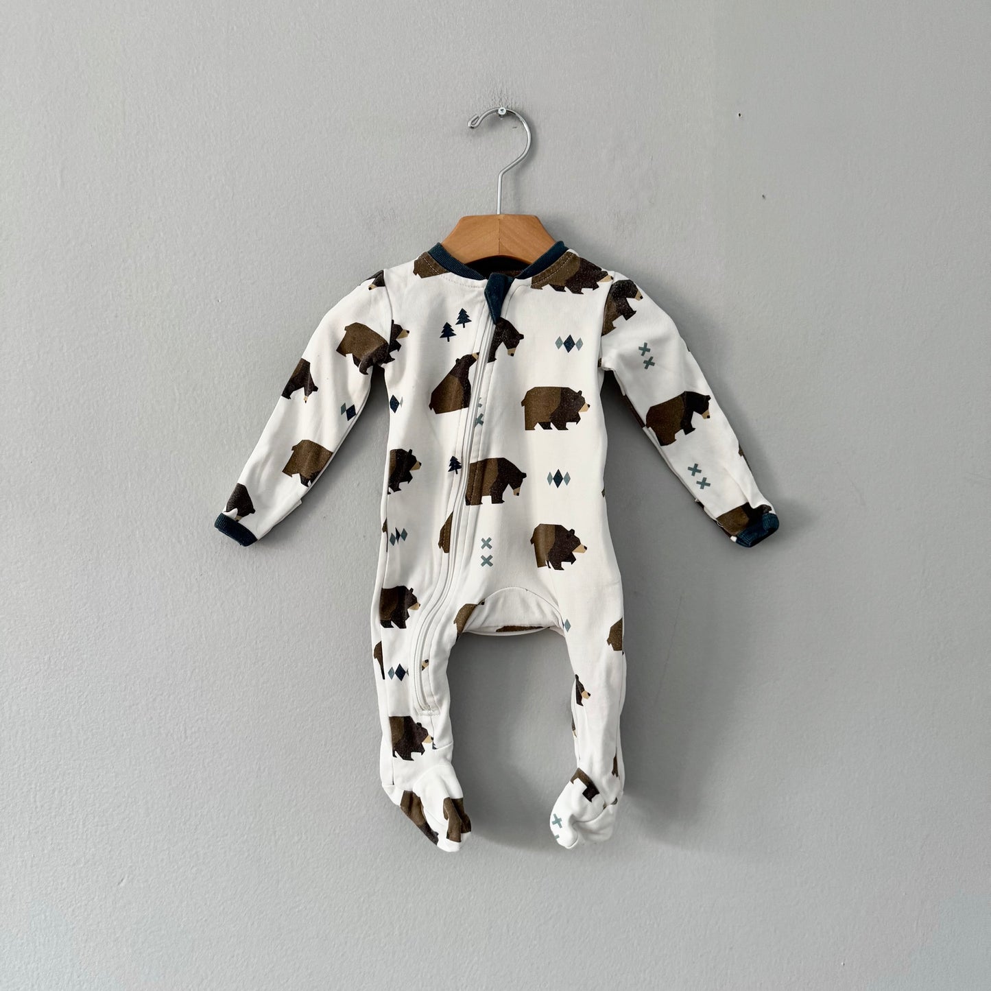 Zippyjamz / White x bear romper / 0-3M