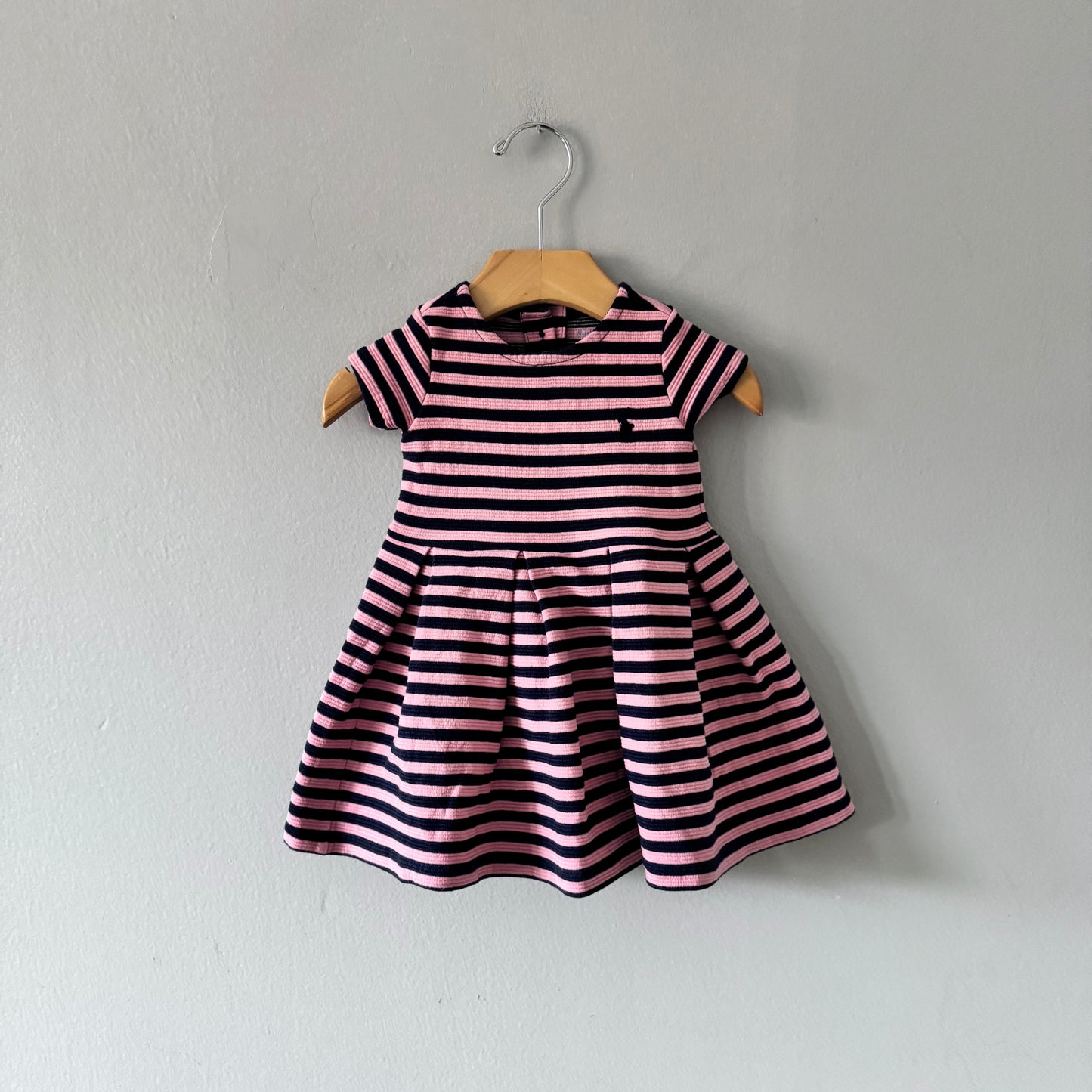 Polo Ralph Lauren / Robe rayée rose et marine / 6M