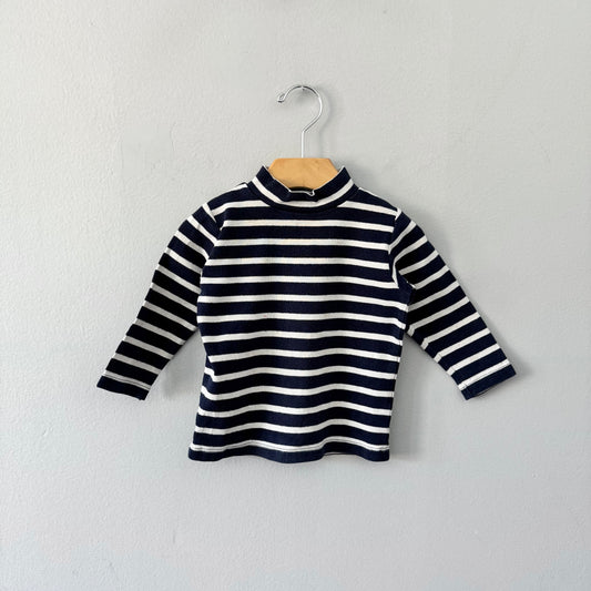 Muji / Navy x white stripe long sleeve / 80cm(12M)
