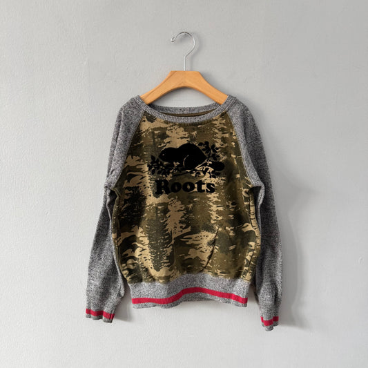 Roots / Salt and pepper x camo sweatshirt / 7-8Y