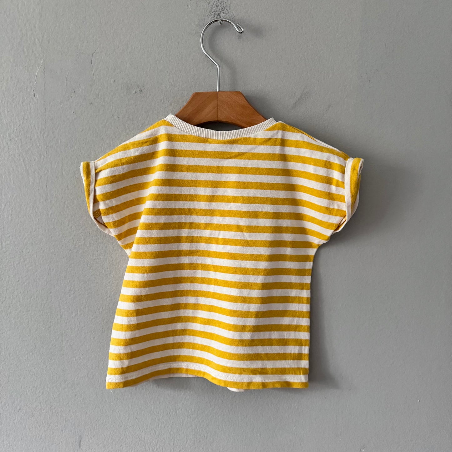 Zara / White x yellow stripe T-shirt / 9-12M