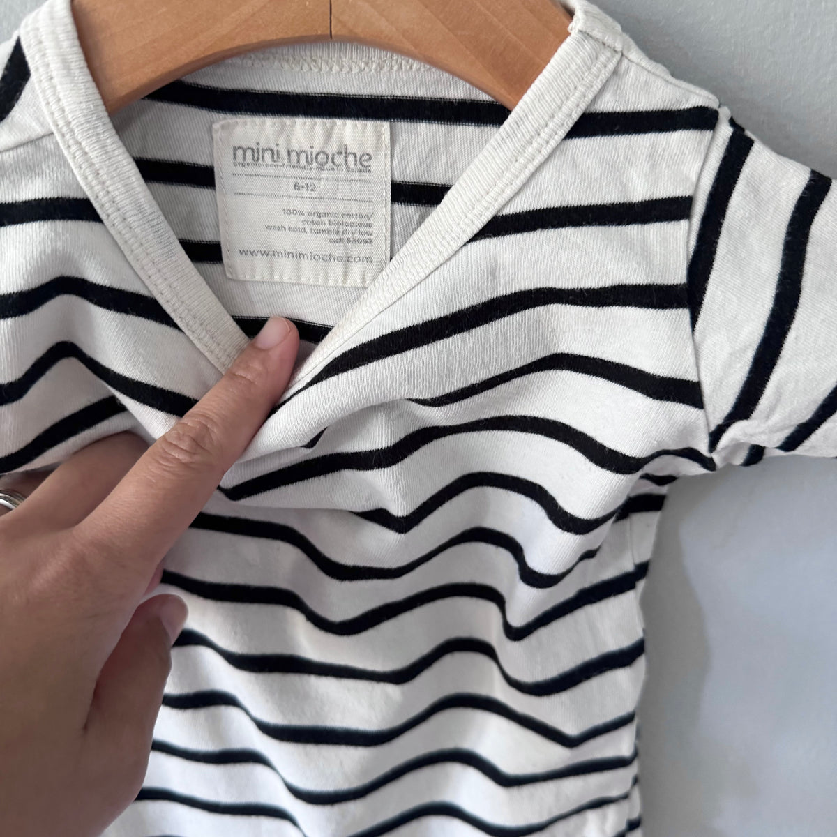Mini mioche / White black stripe onesie / 6-12M