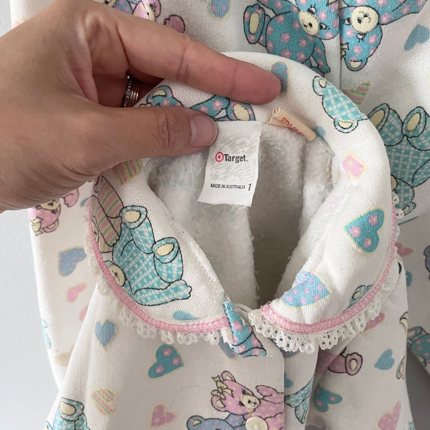 Target / Vintage white x pastel bears sweat PJ set / 1Y