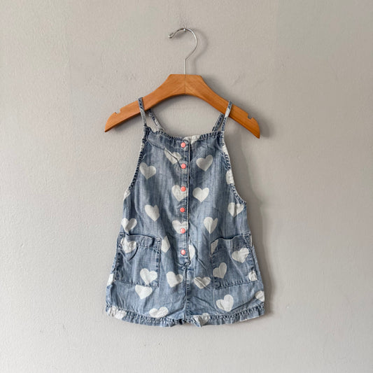 Hatley / Chambray cami heart romper / 3Y